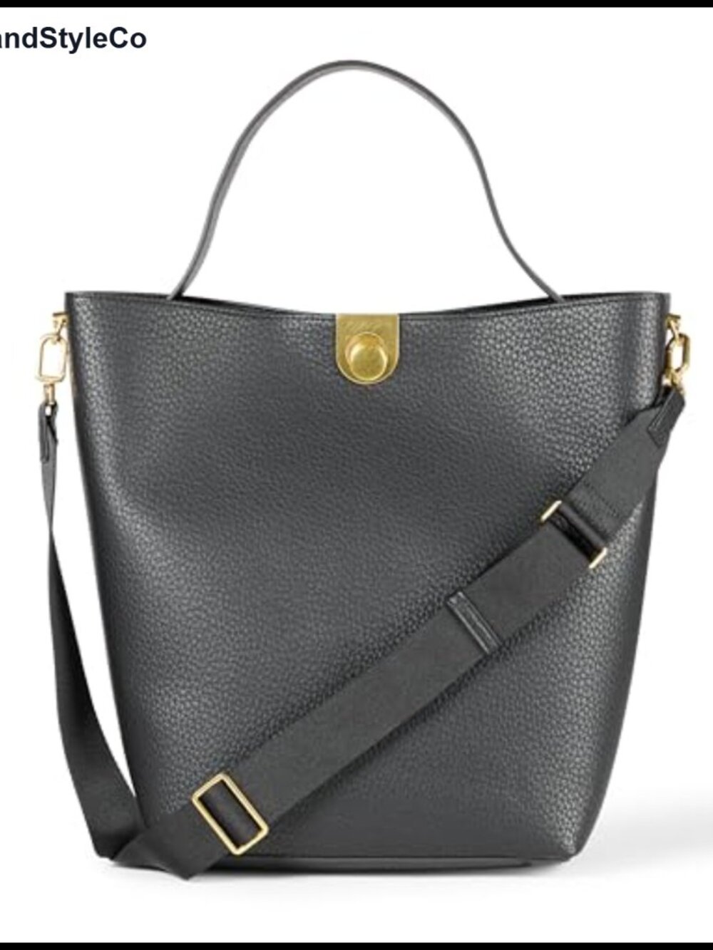 Large Bucket Bag Faux Leather Adjustable Strap